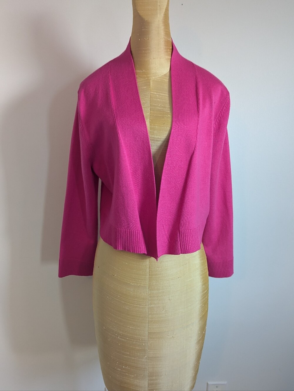Calvin Klein Women's Open Front Cropped Cardigan Jacket - Fuchsia Pink Size L